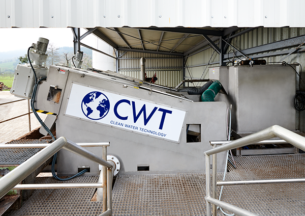 Exterior view of a CWT Global industrial water treatment system, showing a screen or similar equipment in place at a water treatment facility. Demonstrates CWT's experience in delivering complete water treatment solutions in the US.